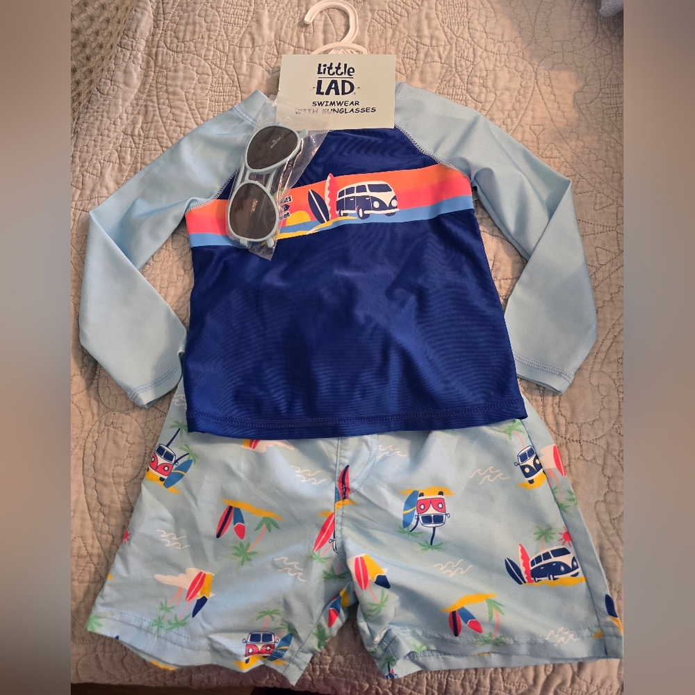 Light Blue and Navy Swim Set